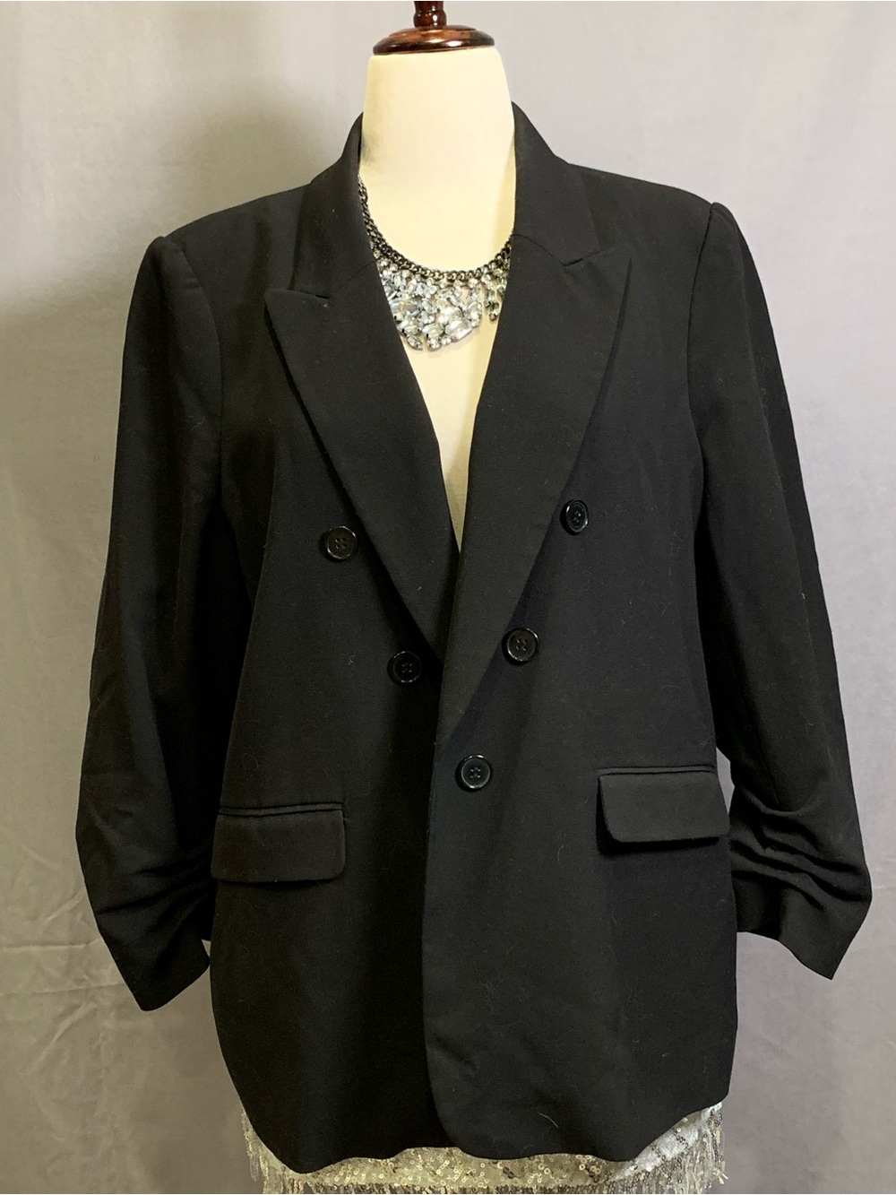 Halogen Black Double-Breasted Blazer, Size XL